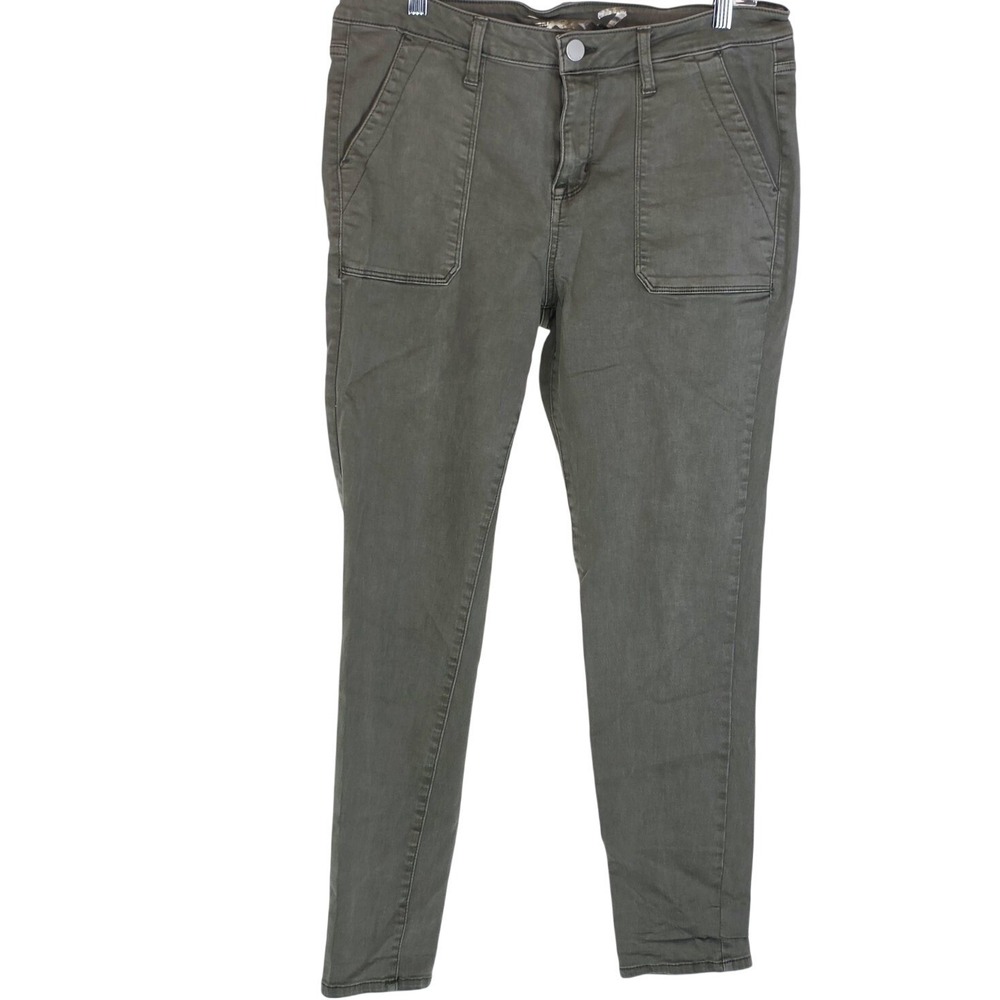 Seven7 Utility Ankle Skinny Pants Womens 12 Green Twill Stretch Casual Grunge